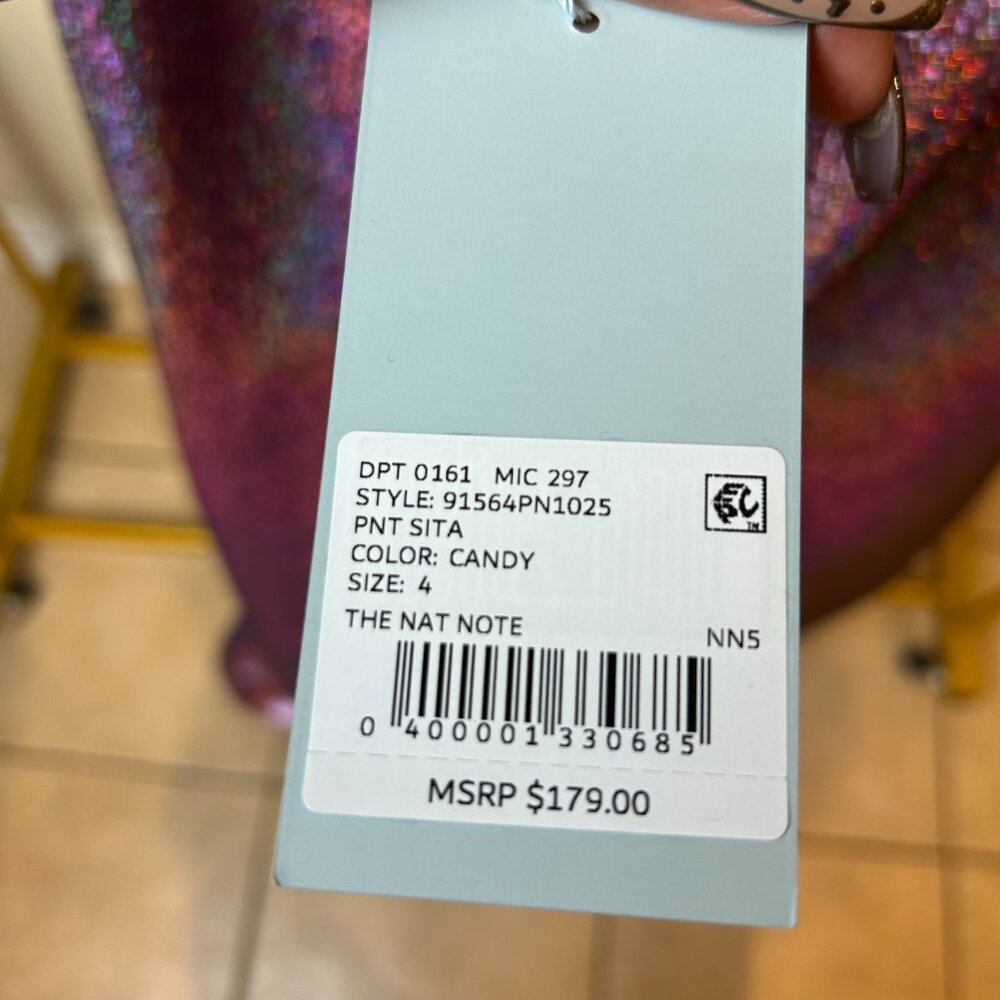 NWT ANTONIO MELANI Metallic Pink Wide-Leg Pants 6 - Picture 12 of 14